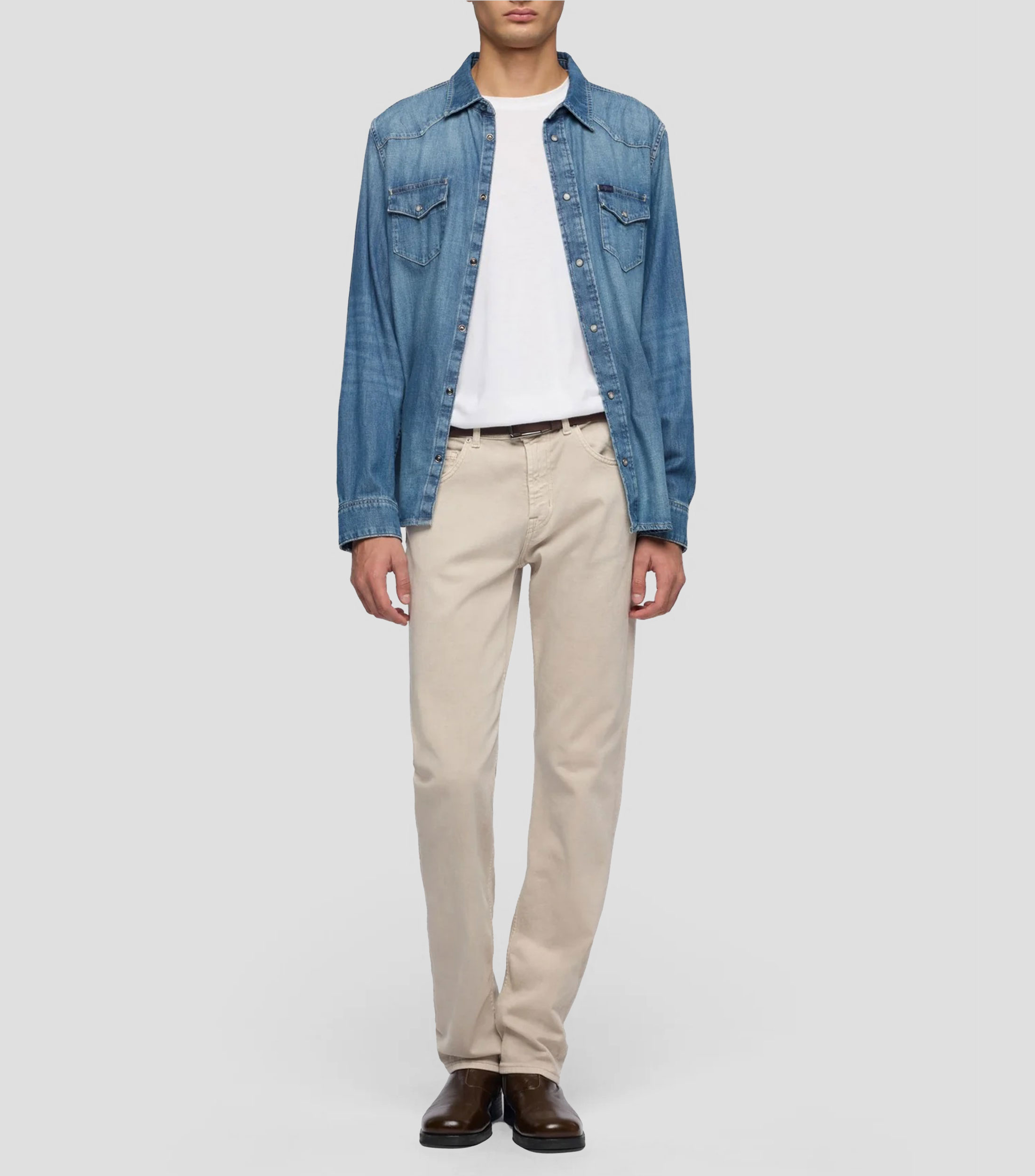Camisa lisa manga larga Hombre